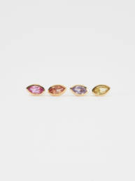Earrings pink, orange, lilac and yellow marquise shaped sapphires in 18K yellow gold